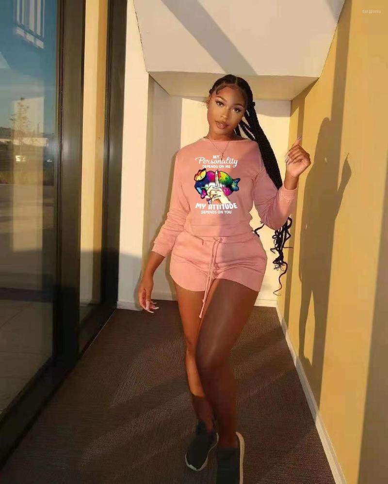 

Women' Tracksuits LFRVZ 2022 Spring Energy Young Casual Suitable Daily Free Full Sleeve Tracksuit Short Pants Skinny Women 2 Piece Set, Black