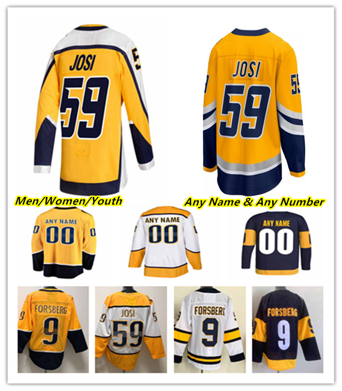 

Roman Josi Nashville Hockey Jerseys Filip Forsberg Matt Duchene Mikael Granlund Nino Niederreiter Ryan Johansen Cole Smith Tanner Jeannot Juuse Saros McDonagh, Women yellow