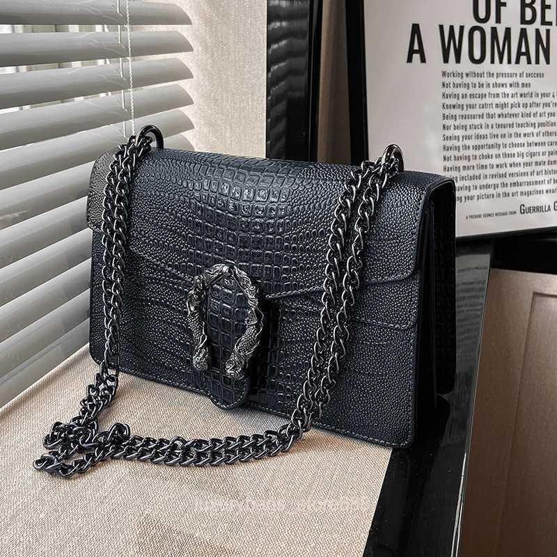 

Store Clearance Wholesale Design Bags 95% Off Small Women's 2023 New Crocodile Pattern Versatile Chain Embossed Fashion One Shoulder Crossbody, Black