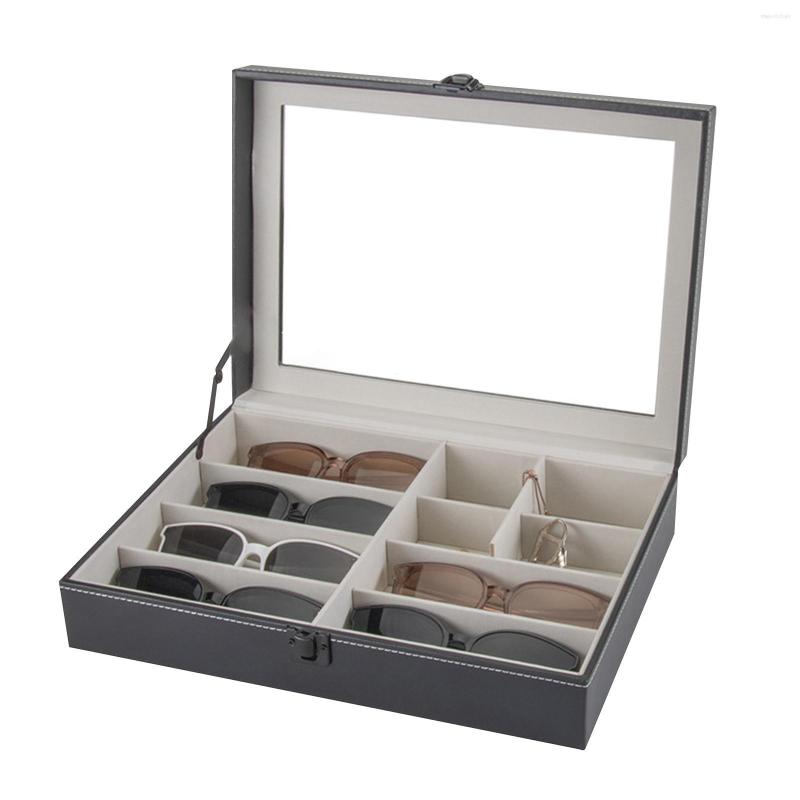 

Jewelry Pouches Sunglasses Organizer Display PU Leather Soft With Clear Lid Collection Case