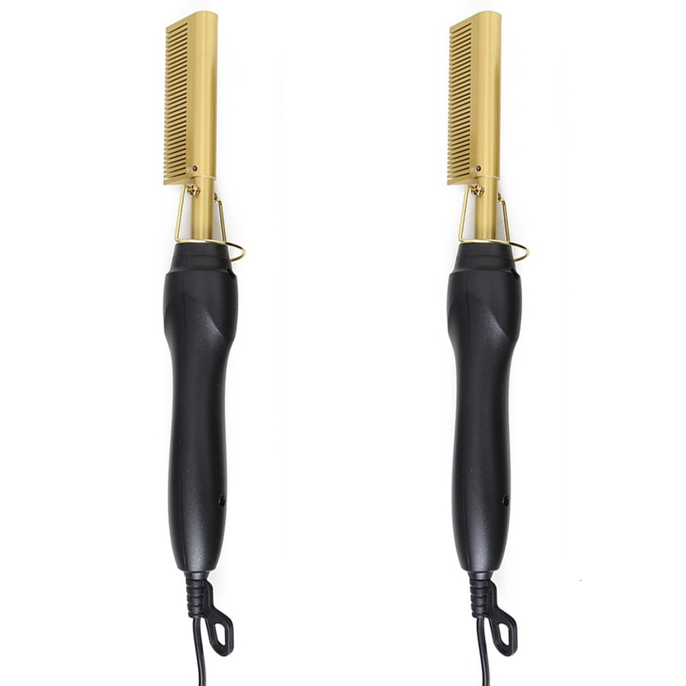 

Curling Irons 2 in 1 Comb Straightener Electric Hair Curler Wet Dry Use Flat Heating For Black 221119