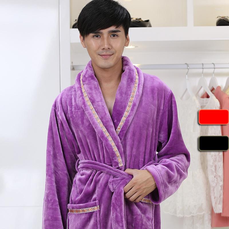 

Men's Sleepwear 3 Color Fshion Style Fleece Velour Night Gown Bathrobe Men Super Soft, Black