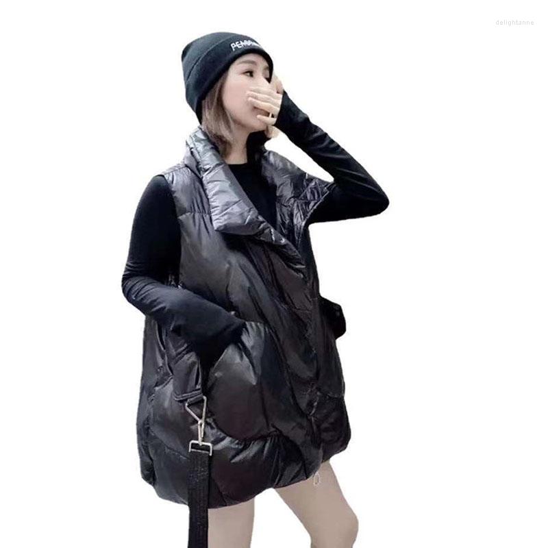 

Women' Vests Loose Plus Size Down Vest Women 2022 Autumn Winter Wild Coat Female White Duck Padded Waistcoat Jacket F057, Black