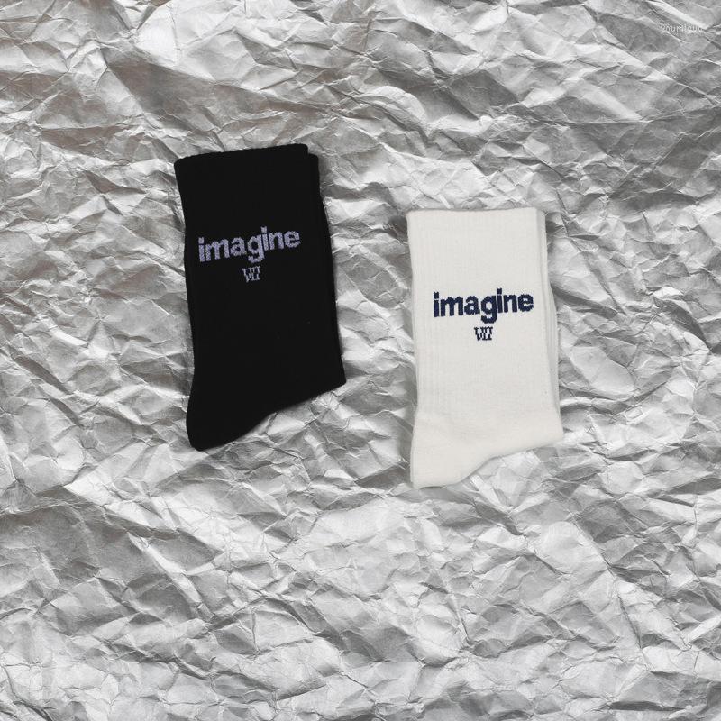 

Men's Socks Korean Personality Letter Leisure All-match Sports Trendy Fashion Lovers Cotton, Black