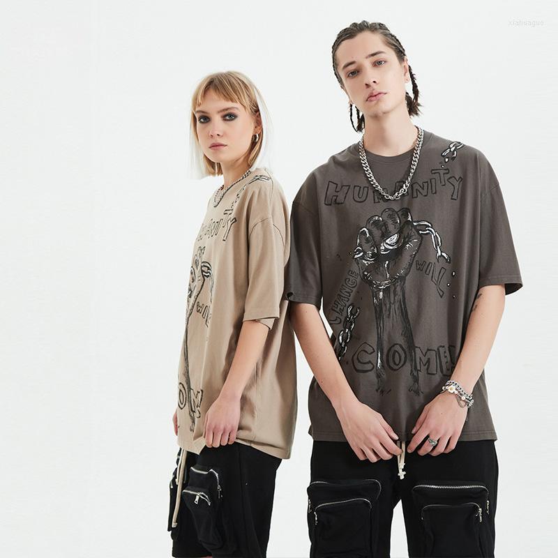 

Men's T Shirts Summer Clothing Pure Color T-shirt Printing Loose High Street, Khaki