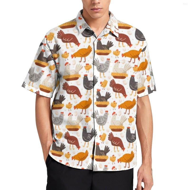 

Men's Casual Shirts Funny Chicken Print Daily Shirt Mens Easter Egg Pattern Blouses Short Sleeves Street Style Oversized, Style-4