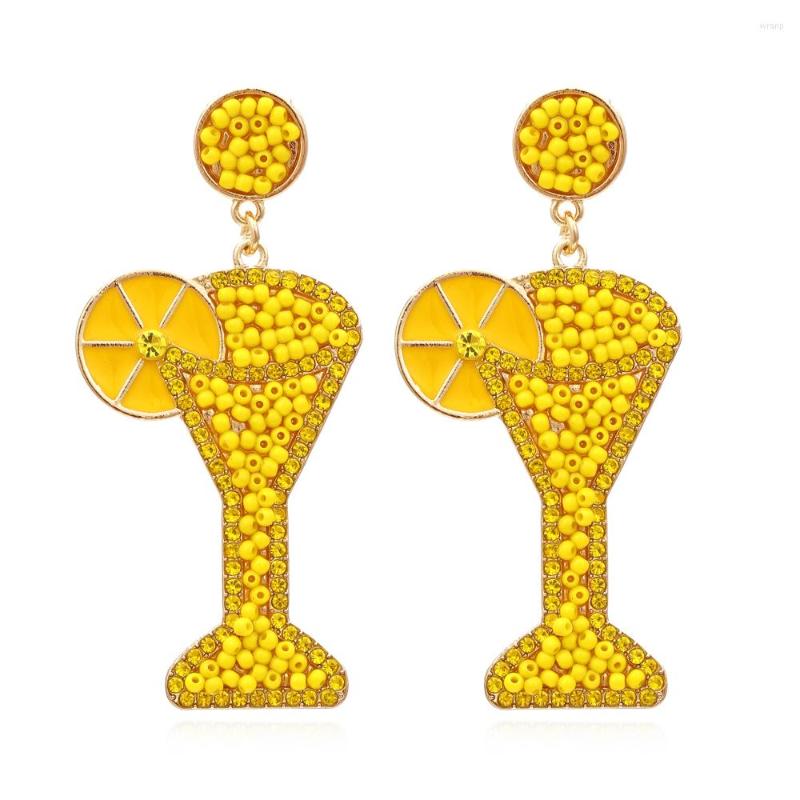 

Dangle Earrings Colorful Bead Wine Glass Trendy Cup Statement For Women Jewelry Gift Wholesale