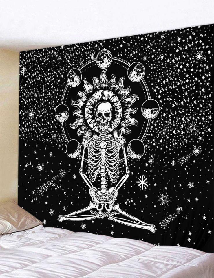 

CAMMITEVER Skull Yoga Tapestry Travel Sleeping Pad Polyester Fabric Skeleton Printed Wall Hanging Tapestry 2106095884464
