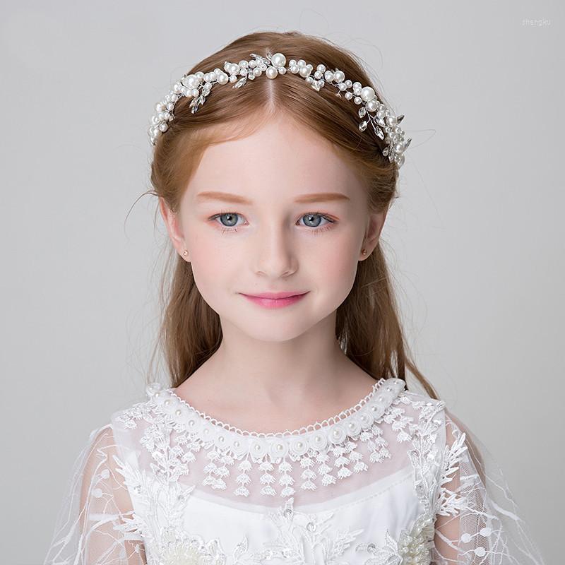 

Hair Accessories Kids Headbands Jewelry Wedding Flower Girls Crystal Pearl Tiara Leaf Hairbands, Y-0.03
