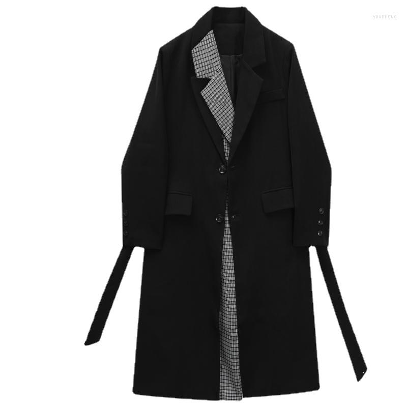 

Women' Trench Coats SuperAen 2022 Autumn And Winter Vintage Long Windbreaker Black White Single Breasted Loose Coat Women
