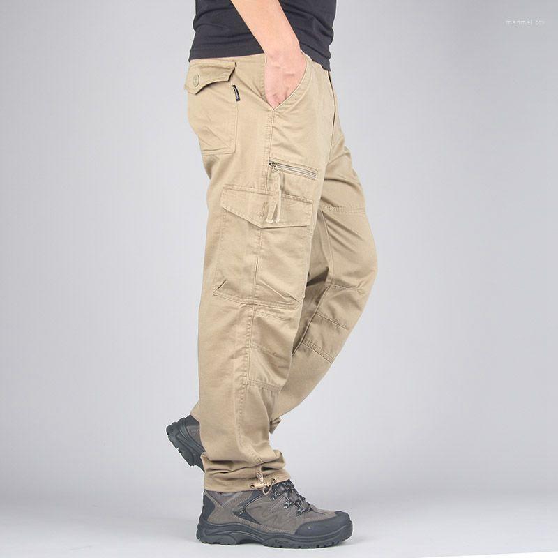 

Men's Pants Casual Men Cargo Combat Military Work Overalls Tactical Trousers Multi-Pocket Baggy Cotton Army Straight Slacks 5XL, Khaki