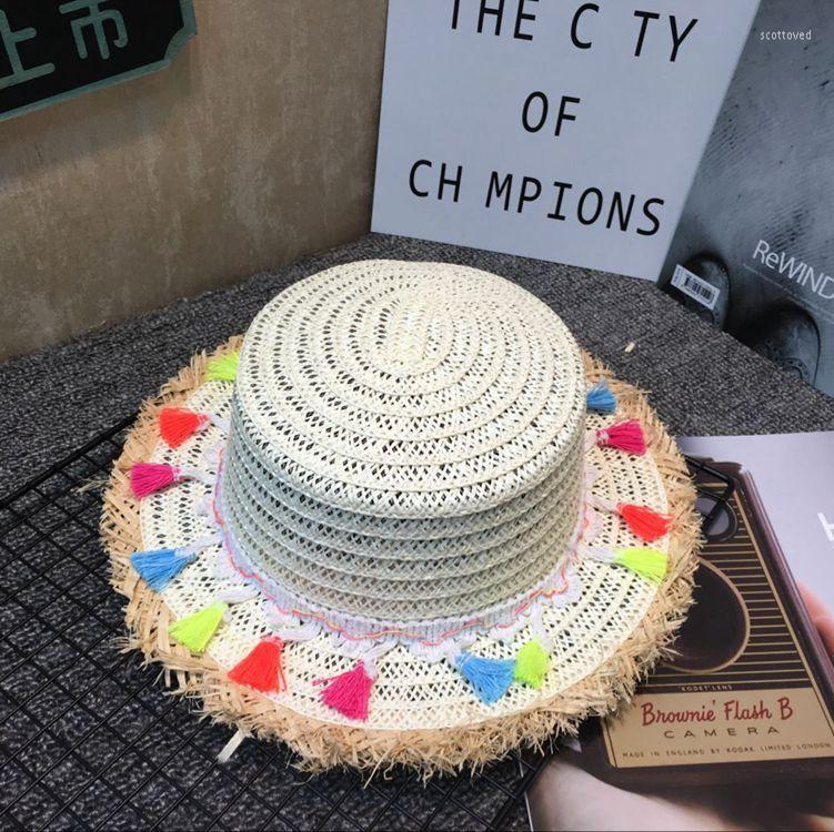 

Berets 10pcs /2022-K228 Summer Color Tassel Straw Handwork Knittin Kids Hat Children Outdoor Leisure Cap, Khaki