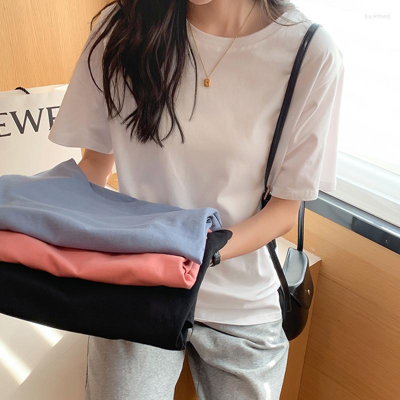 

Women' T Shirts Casual Solid Color Loose T-shirt Women' Commuting Thin Short Sleeve Cotton Round Neck With Top, Black