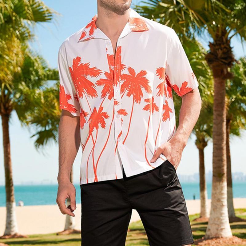 

Men's Casual Shirts Hawaii Banana Print Short Sleeves Summer Tops Loose Single-breasted Beach Shirt Soft Fabric Breathable Men For Vacation, Blue