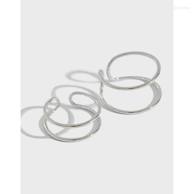 

Cluster Rings YPAY Real 925 Sterling Silver Open For Women Girls Korea INS Simple Double Lines Bague Fine Jewelry R075