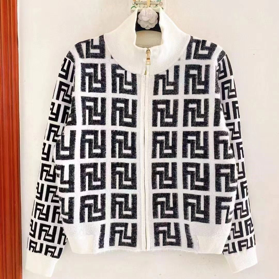 Sweater Womens designer sweaters woman cardigan Short Coats jackets letter Classic Printing Stand Neck Zipper Coat knitted sweater Fashion Women-image-821612975