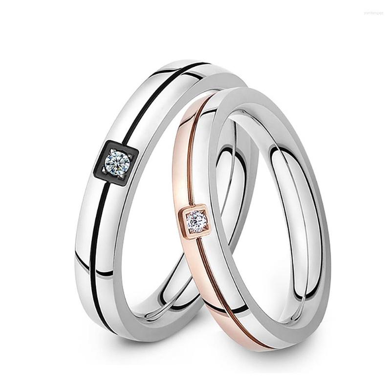 

Wedding Rings Mosaic Cubic Zirconia Ring Stainless Steel Shinning Crystal Couple Forever Love For Romantic R19102