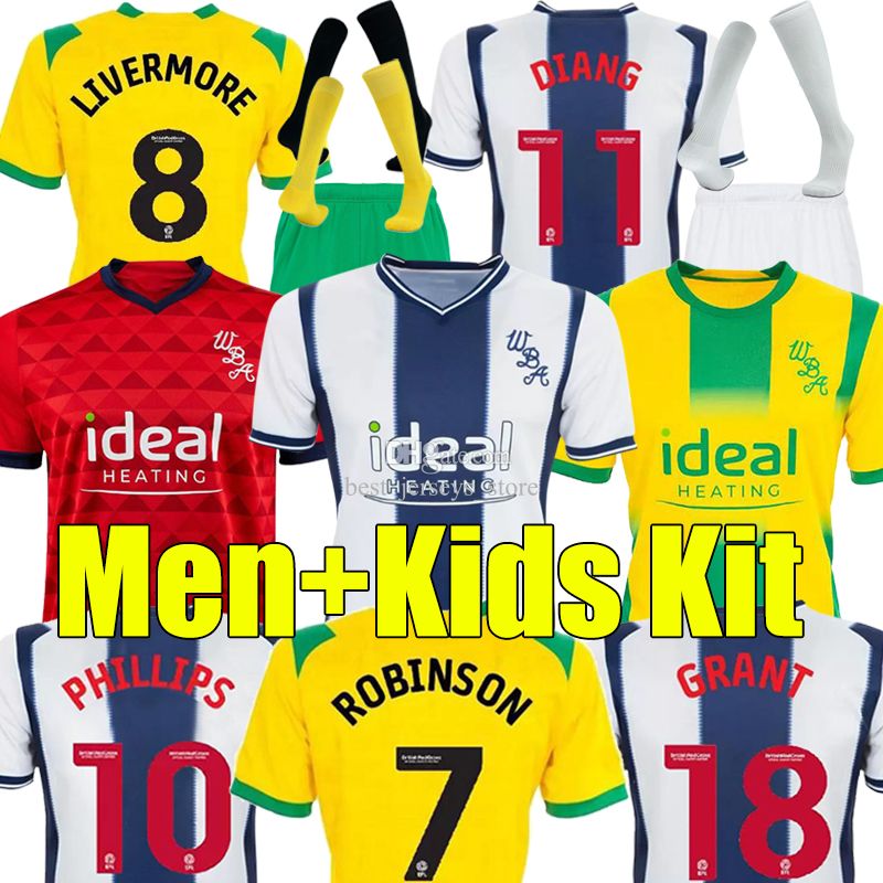 

22 23 West Bromwich Soccer Jerseys LIVERMORE DIANG BRUNT Albion football shirt 2023 2022 Home Away third Robson-Kanu PHILLIPS Men Kits sets uniforms 666, Green