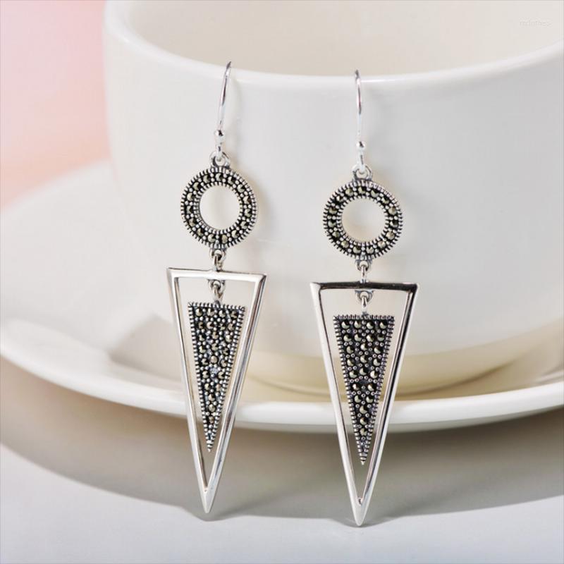 

Hoop Earrings Real 925 Sterling Silver Triangle Fine Charm Jewelry For Women
