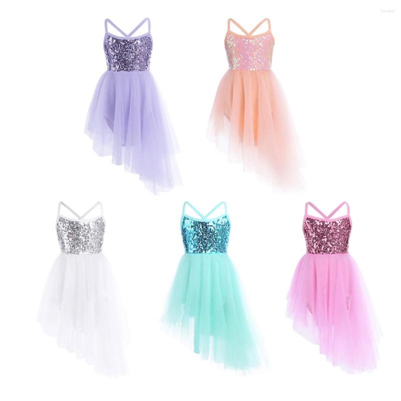 

Stage Wear Kids Girls Sleeveless Ballerina Dancewear Figure Skating Dress Sequins Tulle Toddler Ballet Dance Gymnastics Leotard, Ivory