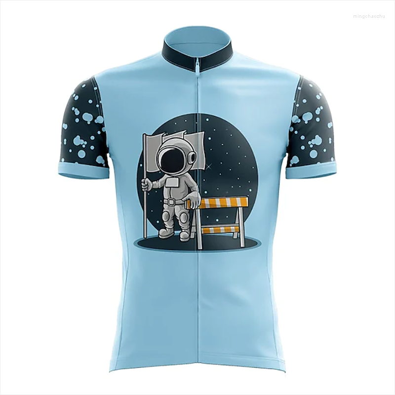 

Racing Sets 2022 Men's Short Sleeve Cycling Jersey Summer Spandex Blue Astronaut Bike Top Mountain MTB Road, Only jersey b