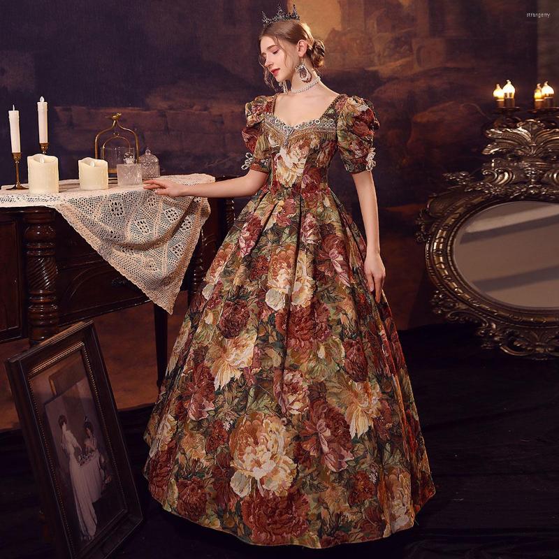 

Party Dresses Elegant Vintage Women Floral Victorian Era Dress Rococo Baroque Gothic Masquerade Ball Gown Theater Clothing, Red