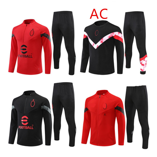 

2022 2023 IBRAHIMOVIC PIATEK KAKA Soccer training suit jacket Survetement 22/23 maillot de foot CALHANOGLU mIlan football Tracksuit, Black