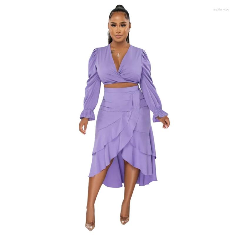 

Work Dresses 2 Piece Sets High Street Two Set Women Long Sleeve Crop Top And Sexy Slim Waist Female Midi Skirt Matching Outfit, Black