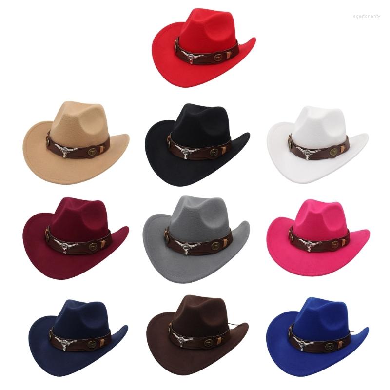 

Berets Western Cowboy Cowgirl Hat Fedora For Girls Boys Multi Color Outdoor, White