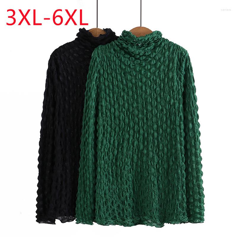 

Women's T Shirts 2022 Ladies Autumn Winter Plus Size Tops For Women Large Long Sleeve Tureleneck T-shirt 3XL  5XL 6XL, Black