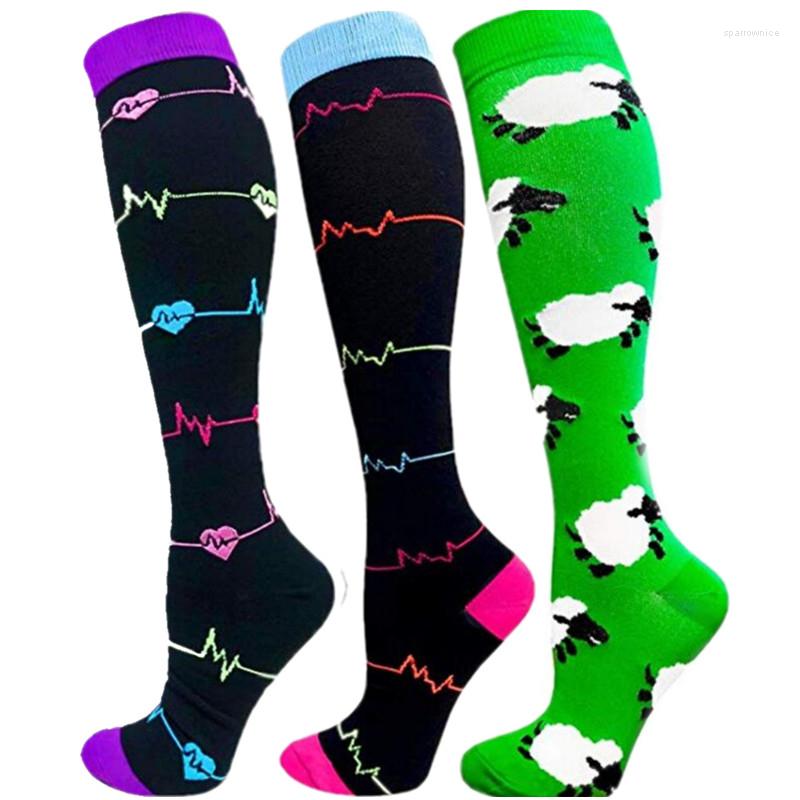 

Men's Socks Unisex Compression Stockings Varicose Veins & Anti Fatigue For Sport Player Office Workers Drivers Nurses Teachers Chefs, Qysz06-4