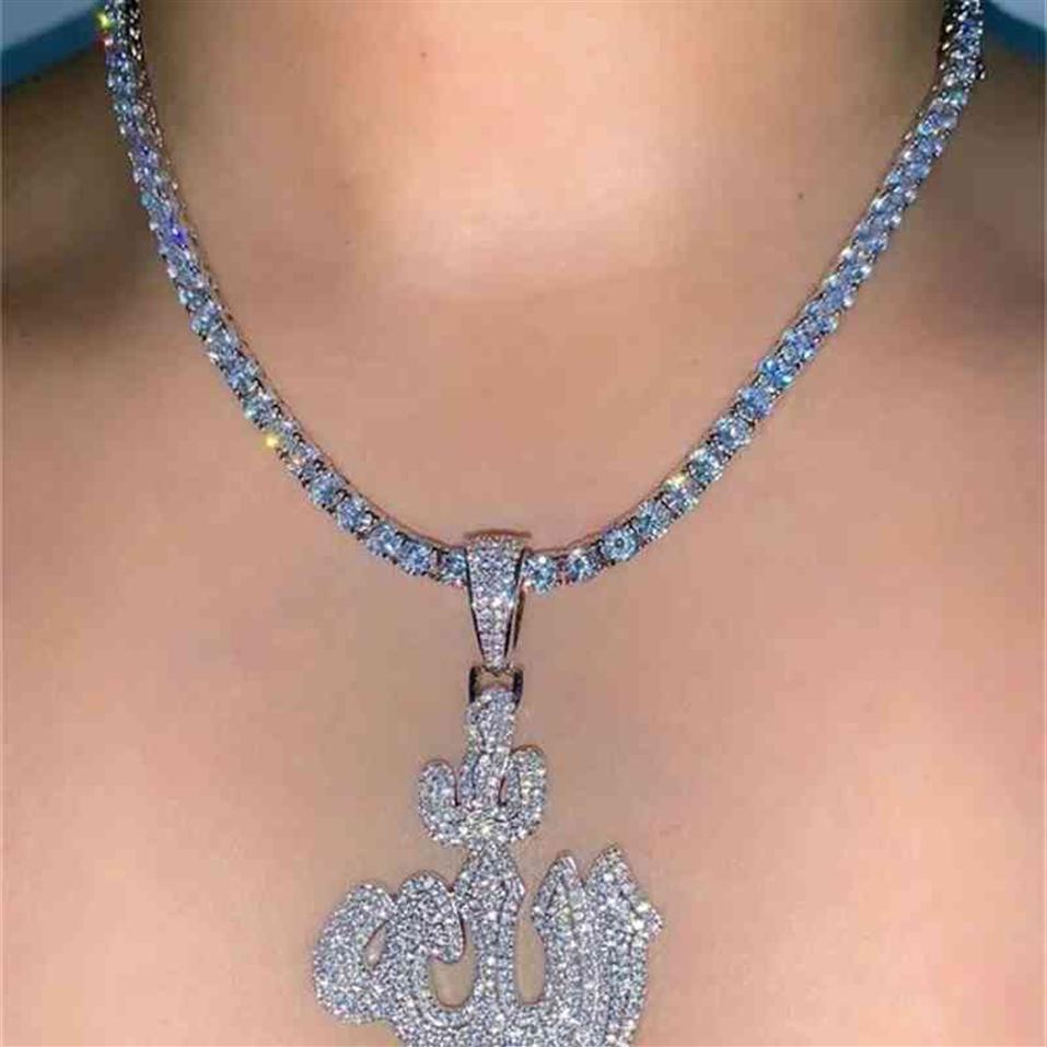 

d out CZ Allah pendant necklace 5A cubic zirconia hip hop ice women jewelry304a