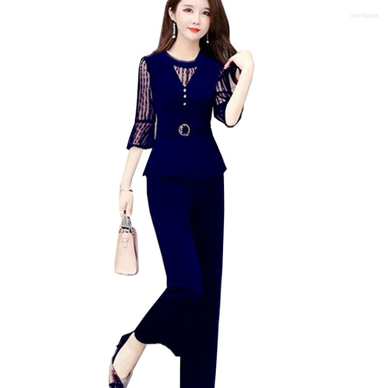 

Women' Two Piece Pants 5XL Women 2-Piece Set 2022 Female Summer Lady Slim Tops Wide Leg Two-Piece Suit Short Sleeve C725, Black