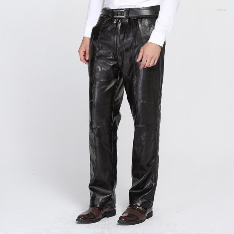 

Men's Pants Middle-aged And Elderly Winter Leather Men's Motorcycle Warm Loose Running Arena