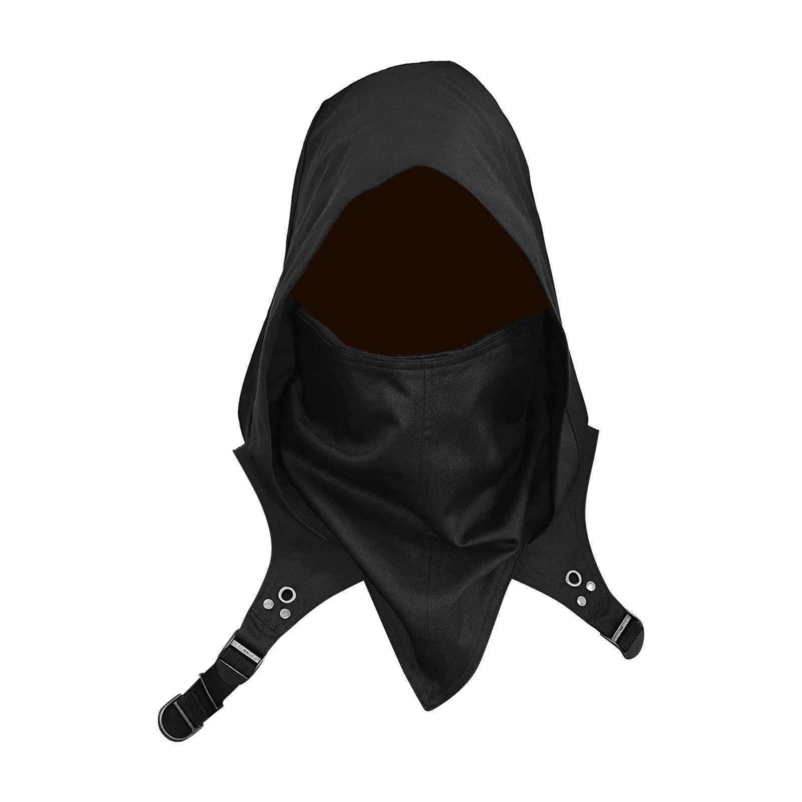 

Black Cowl Hood Windproof Hooded Cape Hat Cyberpunk Costume Unisex Neck Warmer Motorcycle Riding Face Cover Steampunk, Dont pay!