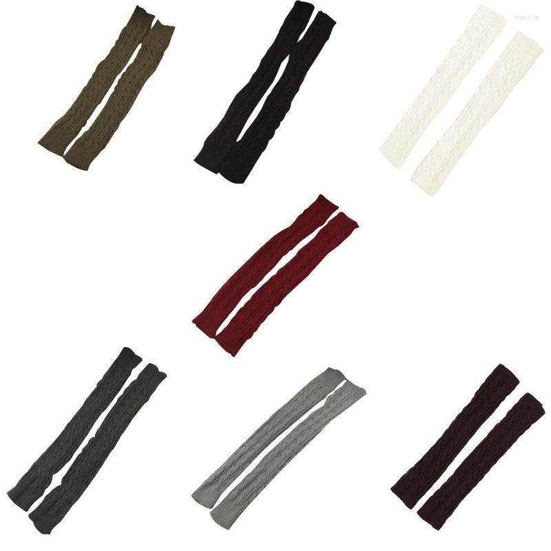 

Knee Pads 1 Pair Winter Autumn Wrist Arm Hand Warmers Knitted Fingerless Gloves Long Sleeve Soft Elbow Riding Mittens, White