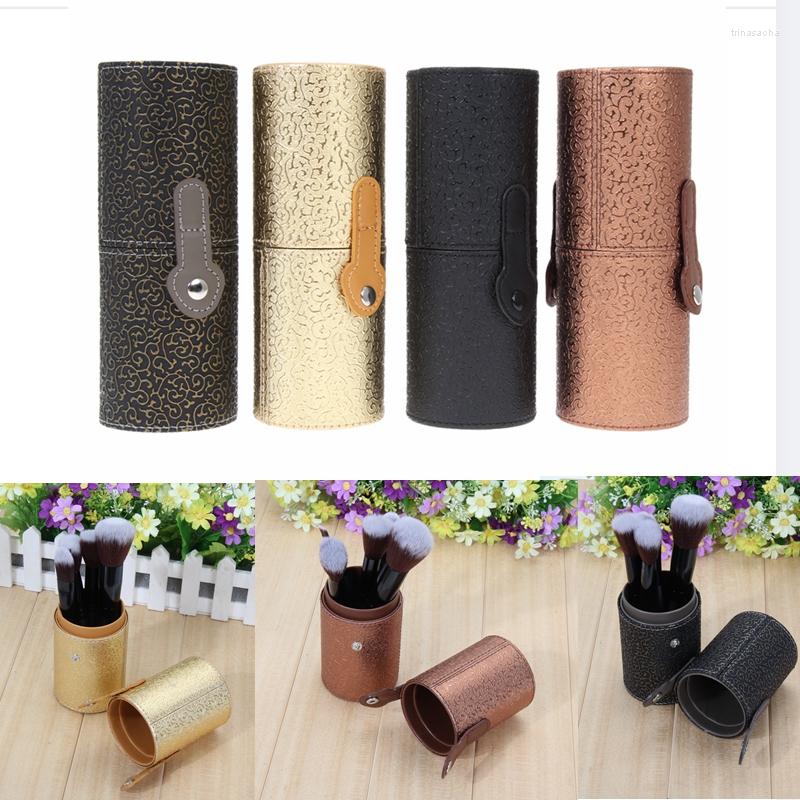

Makeup Brushes Leather Cosmetic Case Storage Bags Organizer Brush Tube Holder Cup Make Up Tools