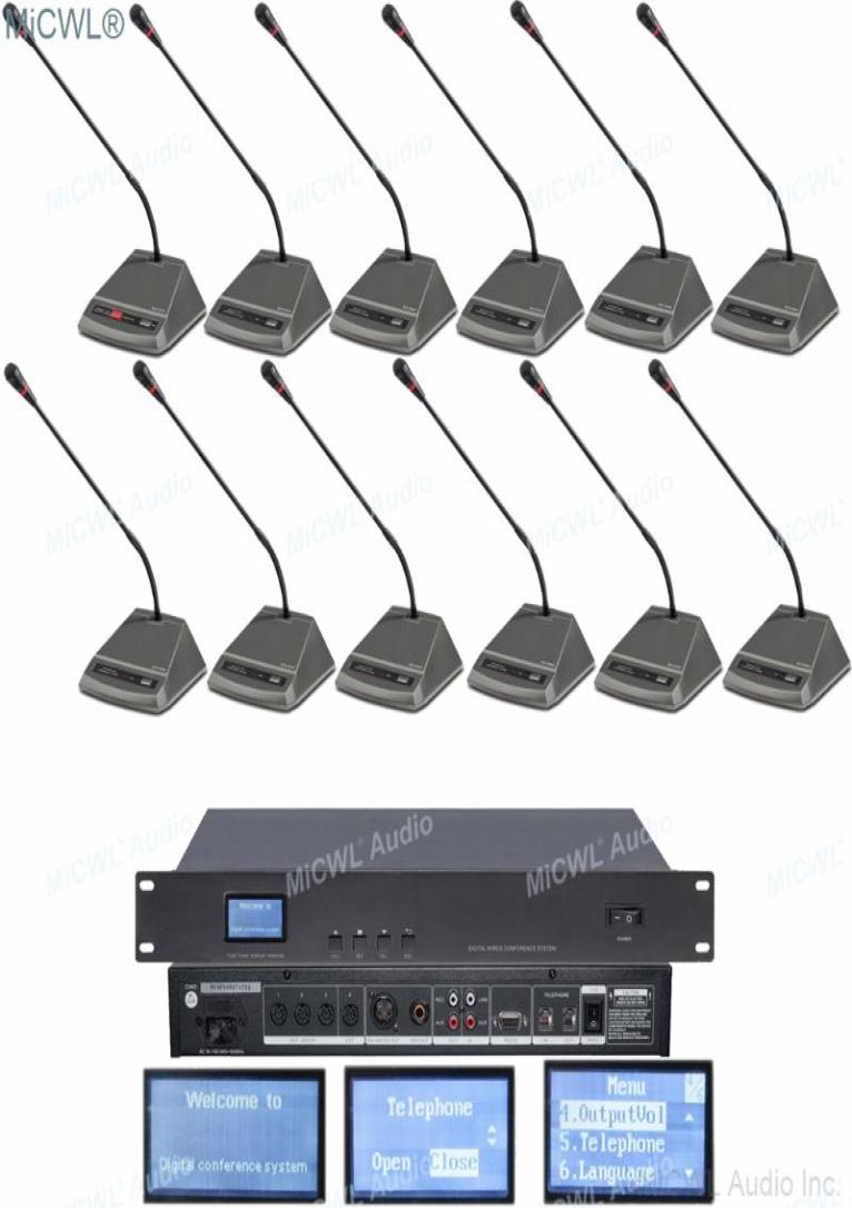 

MiCWL Digital Microphone System Conference Meeting Room LED 48 Table Gooseneck Telephone Function President Delegate Microphones