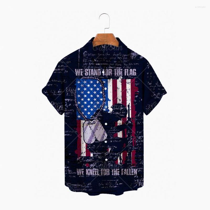 

Men's Casual Shirts Fashionable American Flag Printed Hawaii Aloha Shirt Men's 2022 Summer Short Sleeve Beach Holiday Party Vacation, Zm-608