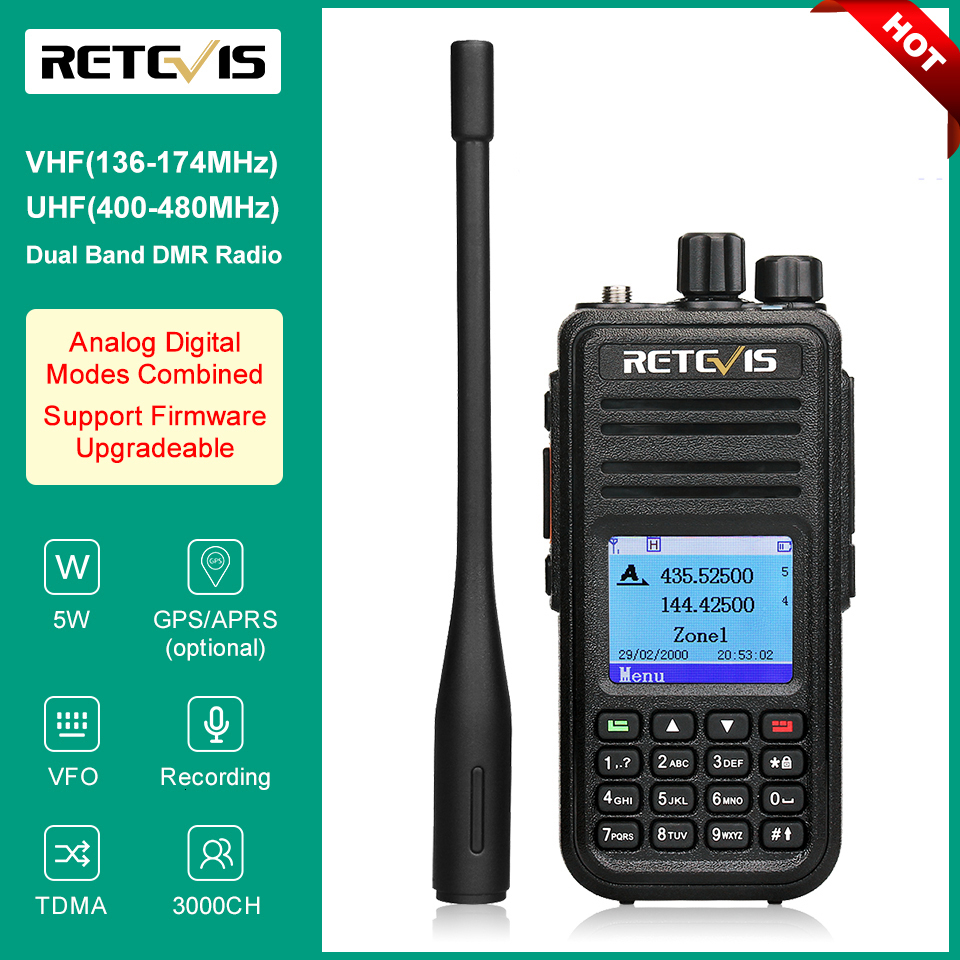 

Walkie Talkie Retevis RT3S DMR Digital Ham Radio Stations -talkies Professional Amateur Two-Way VHF UHF GPS APRS 5W 221119