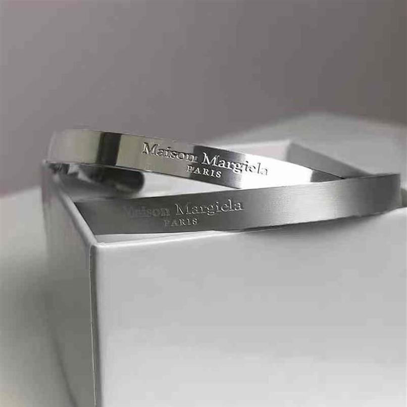 

PyC Margiela Style titanium steel frosted reverse couple MM6 open simple Bracelet177P254E