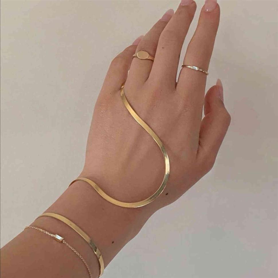 

2021stainless Steel 4mm Herringbone Chain Gold Bracelets Bangles for Women 18k Plated Snake Wristbands316n
