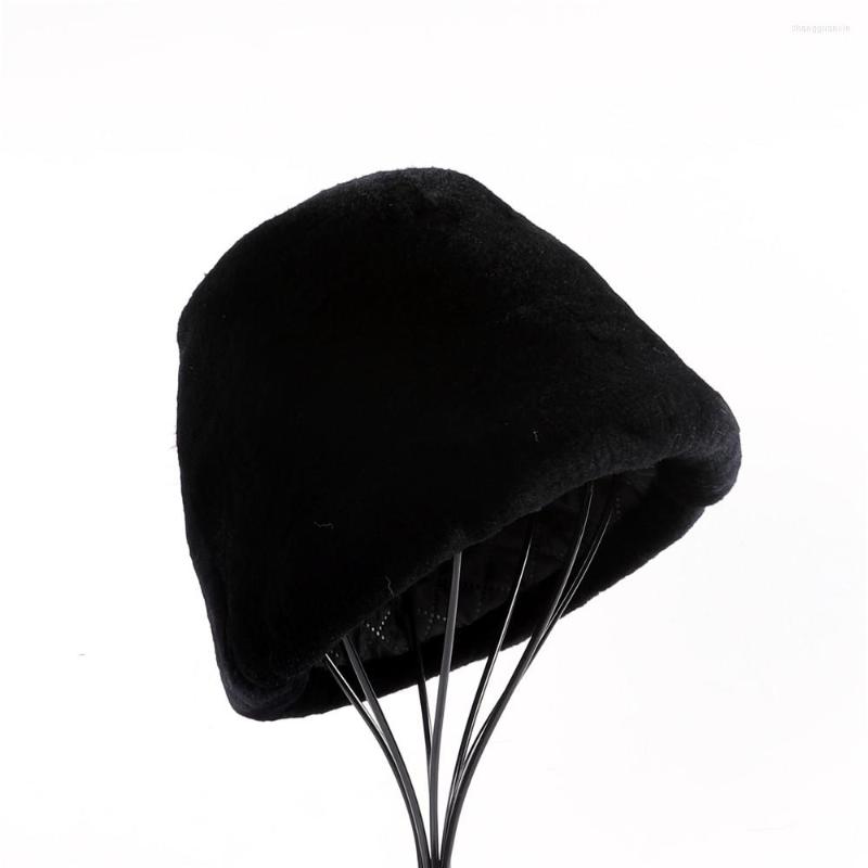 

Berets Arrivals Women's Winter Genuine Rex Fur Bucket Hat Full Pelt Hats Warm Caps, Black