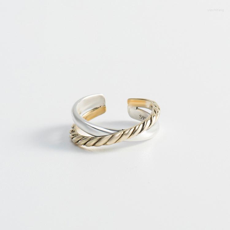

Cluster Rings Japan Korean S925 Sterling Silver Ring Girl Mouth Twist Pattern Fashion Simple Jewelry Hand Real Color Separation