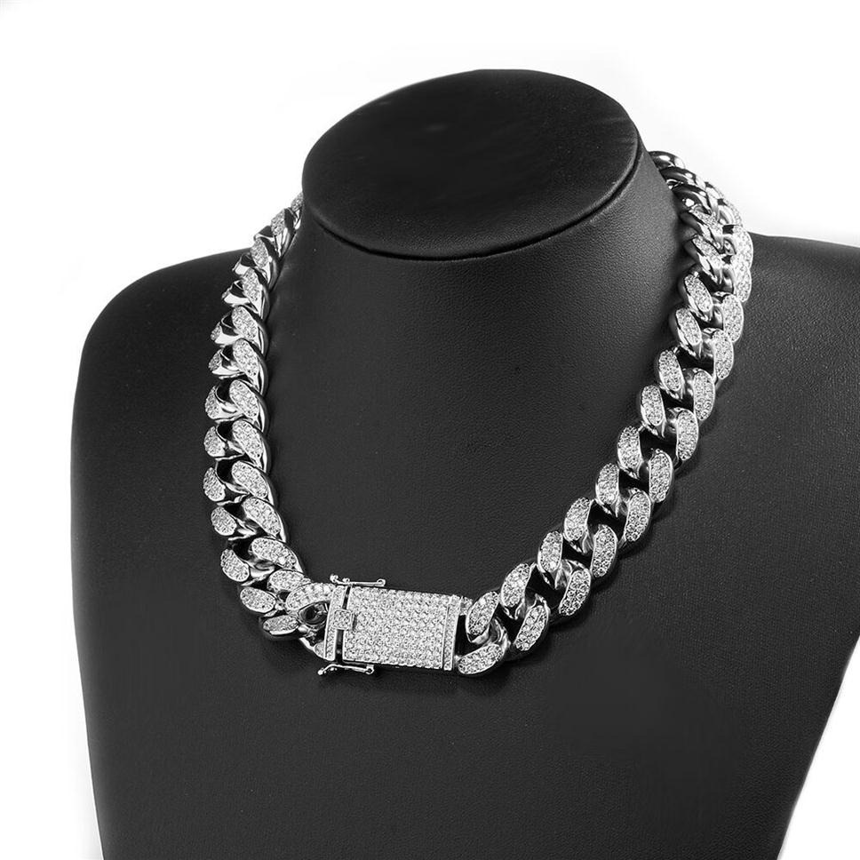 

20mm 16-30Inches Iced Out Full Bling CZ Triple Lock Hip hop Cuban Link Chain Necklace for Men Women251k