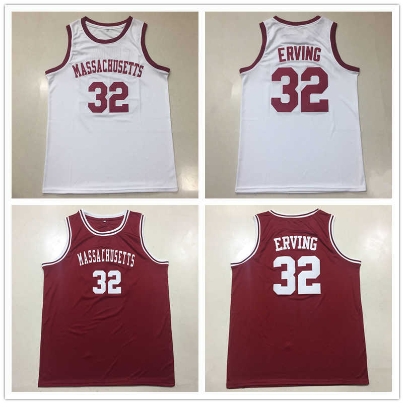 

College UMASS Massachusetts Minutemen #32 Julius Dr. J Erving throwback Basketball Jersey Mens Stitched Custom size -5XL, Red