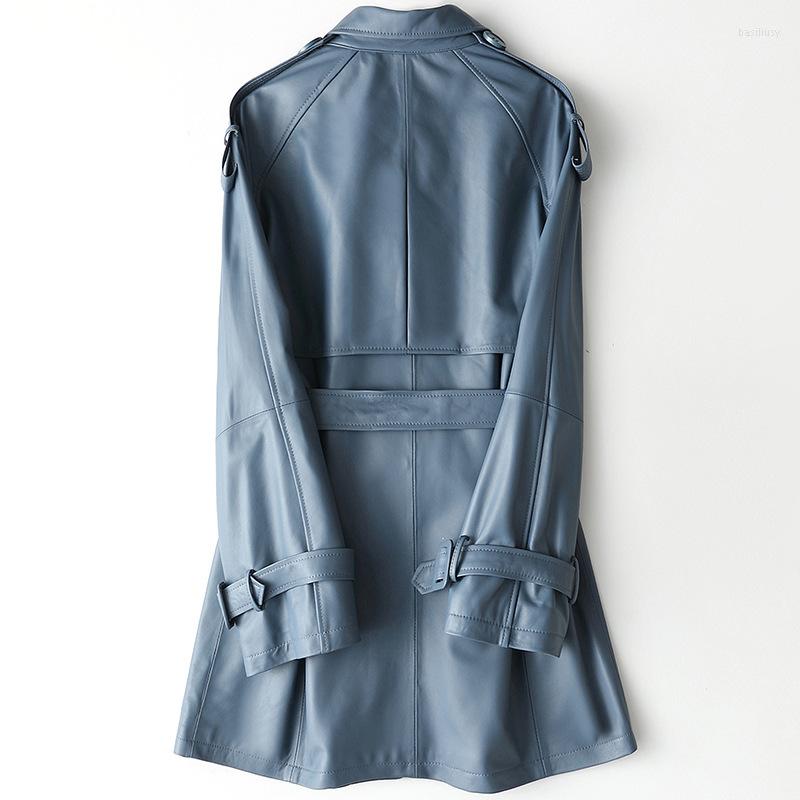 

Women' Leather 2022 Real Sheepskin Coat Genuine Jacket Women Spring Autumn Korean Women' Jackets HQ19-CJX19026A, Blue