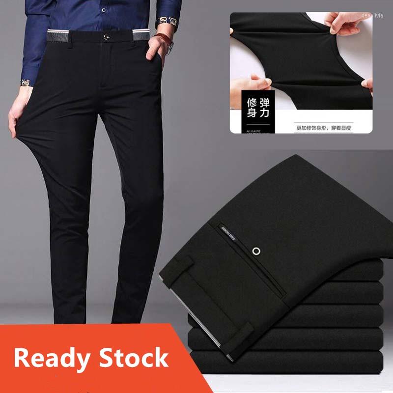 

Men's Suits Men's Business Office Formal Pant Stretchable Flexible Slimfit Casual Seluar Slack Lelaki Long Pants, Black