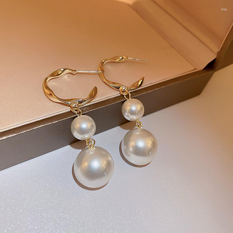 

Dangle Earrings 925 Silver Needle Korean Fashion Trendy Pearl Metal Ear Jewelry Women