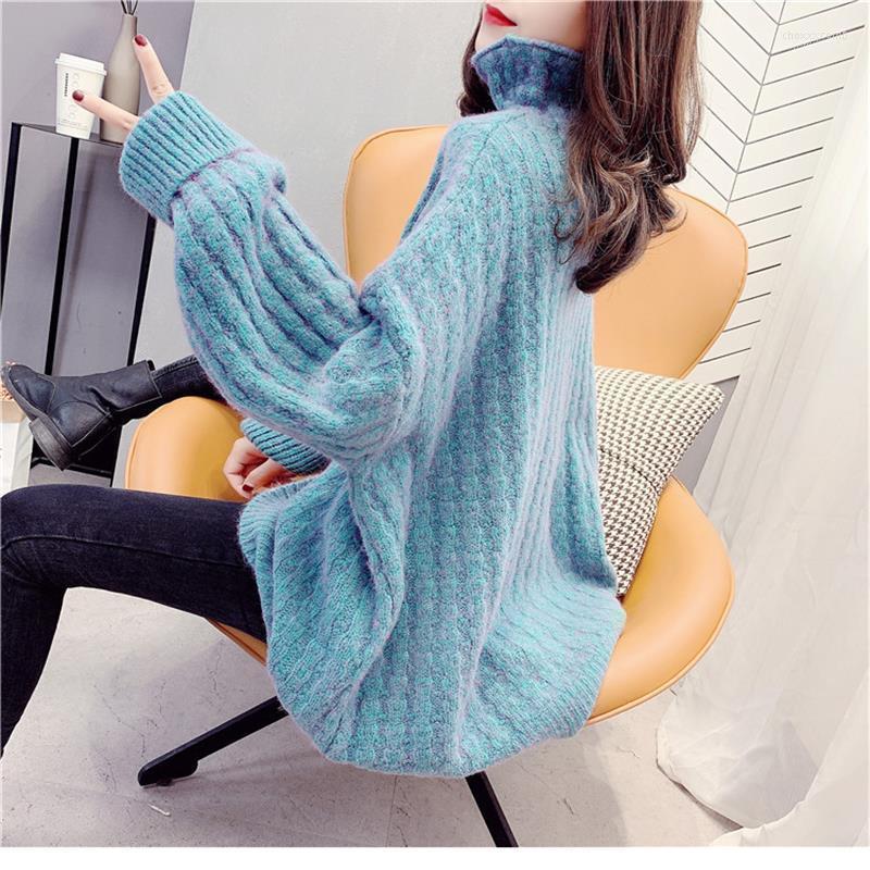 

Women's Sweaters Women's Half-Collar Linen Flower Color Sweater Retro Artistic Pullover Spring Korean Style Loose Wear, Pink